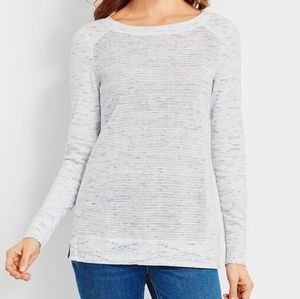 A T by Talbots Women's Heathered Gray Knit Pullover Tunic Sweater Top Size L